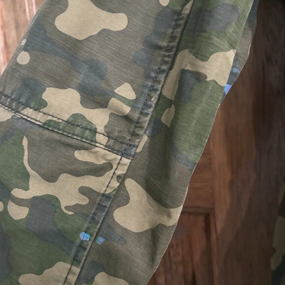 Vintage GAP Camo Anorak Jacket Womens Sz M Grunge Punk Stained Military Faux Fur - Picture 5 of 16